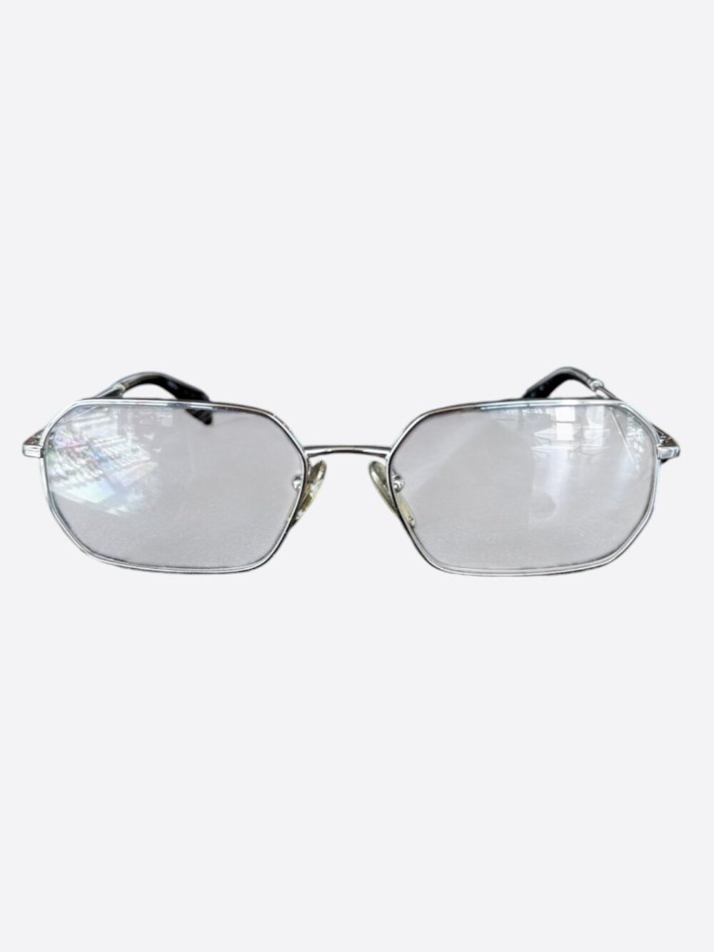 Prada Silver & Black Clear Glasses